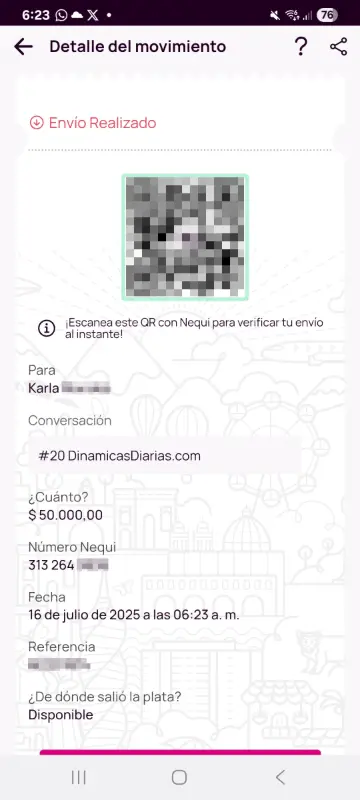 Comprobante de pago a un ganador