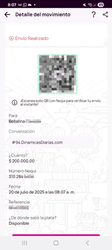 Comprobante de pago a un ganador