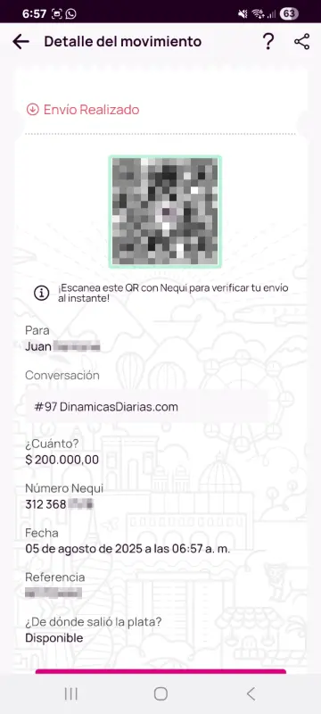 Comprobante de pago a un ganador
