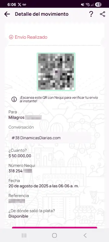 Comprobante de pago a un ganador