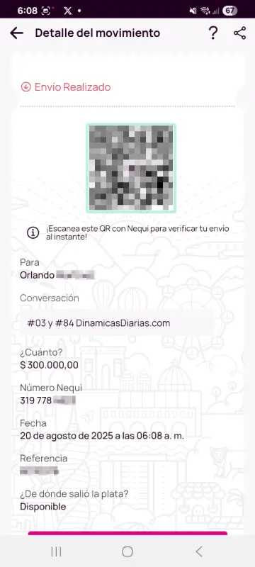 Comprobante de pago a un ganador