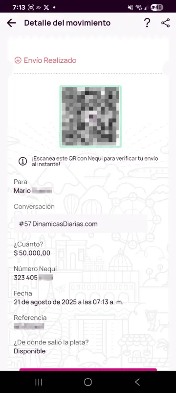 Comprobante de pago a un ganador