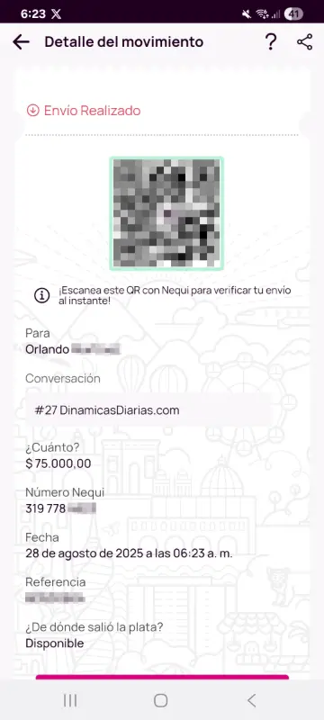 Comprobante de pago a un ganador