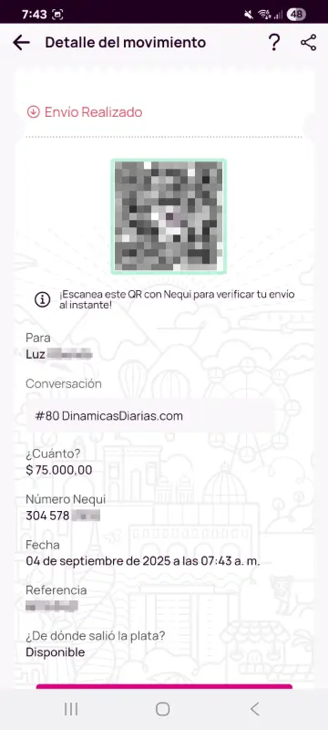 Comprobante de pago a un ganador