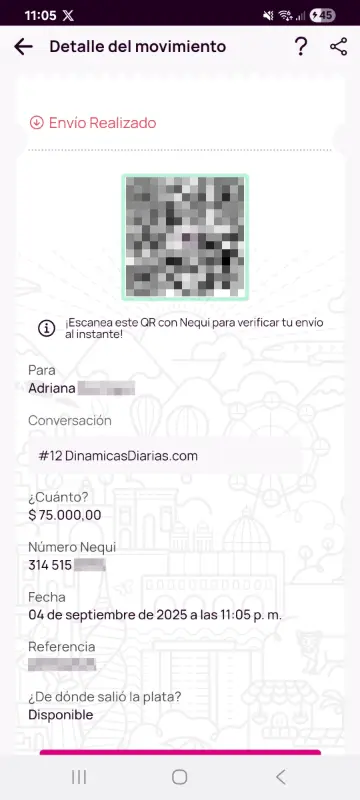 Comprobante de pago a un ganador