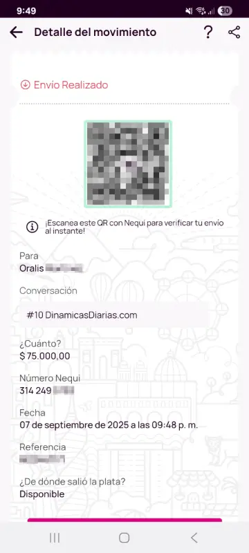 Comprobante de pago a un ganador