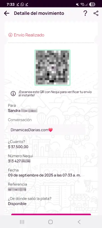 Comprobante de pago a un ganador