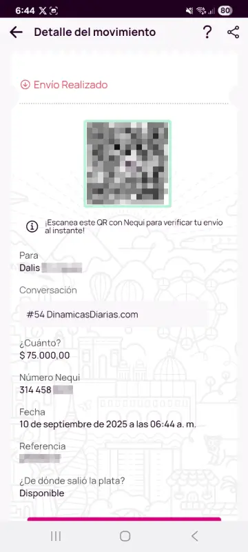 Comprobante de pago a un ganador