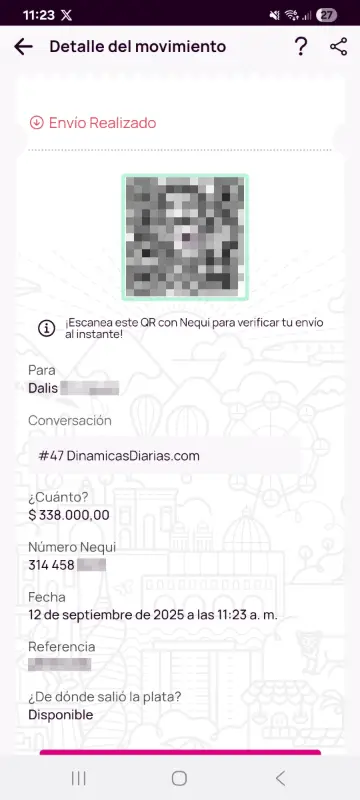 Comprobante de pago a un ganador