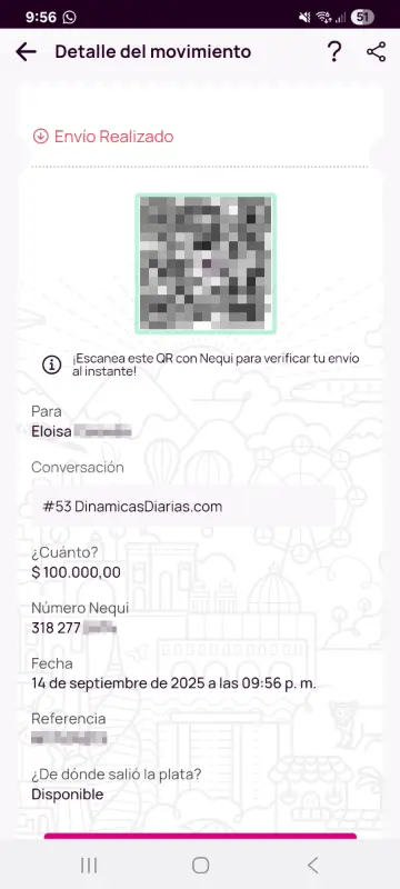 Comprobante de pago a un ganador