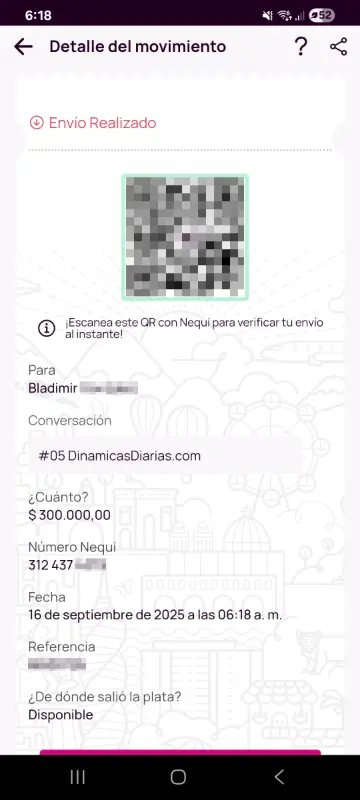 Comprobante de pago a un ganador