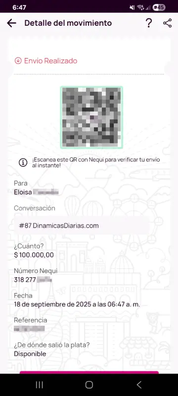 Comprobante de pago a un ganador