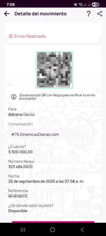 Comprobante de pago a un ganador