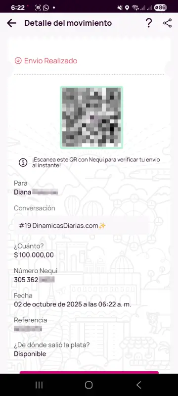 Comprobante de pago a un ganador