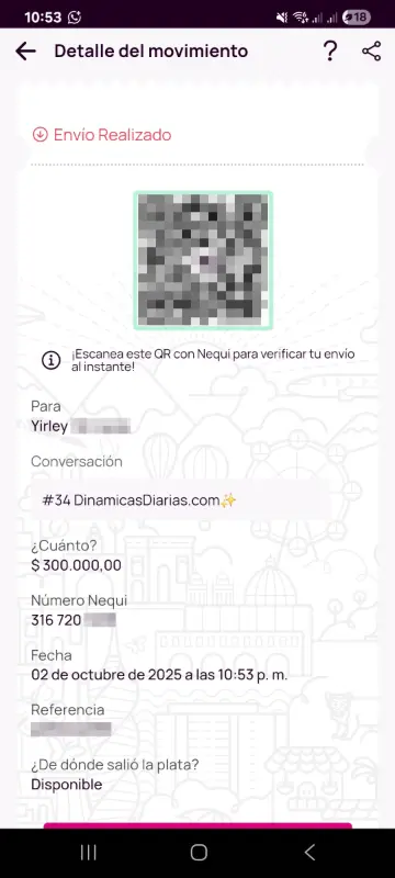Comprobante de pago a un ganador