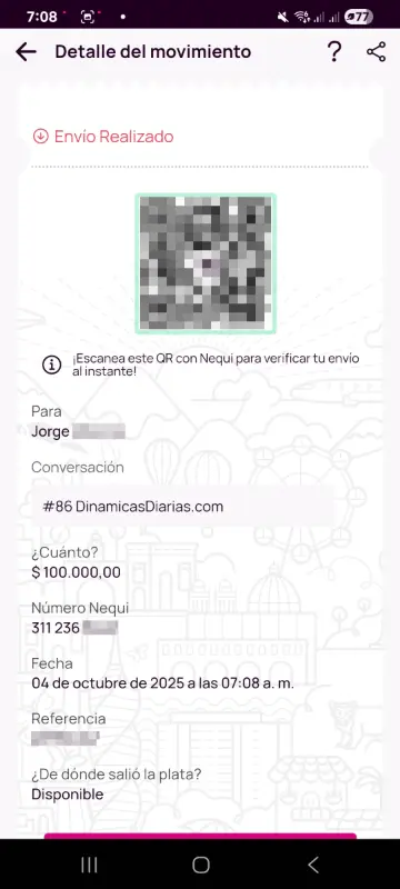 Comprobante de pago a un ganador