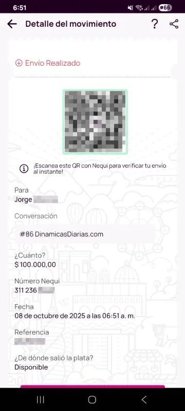 Comprobante de pago a un ganador
