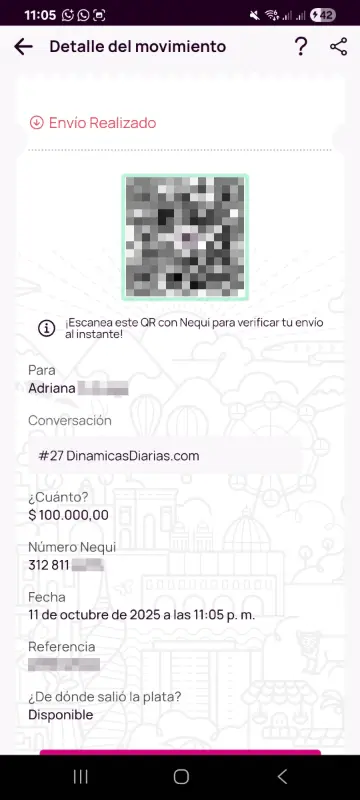Comprobante de pago a un ganador