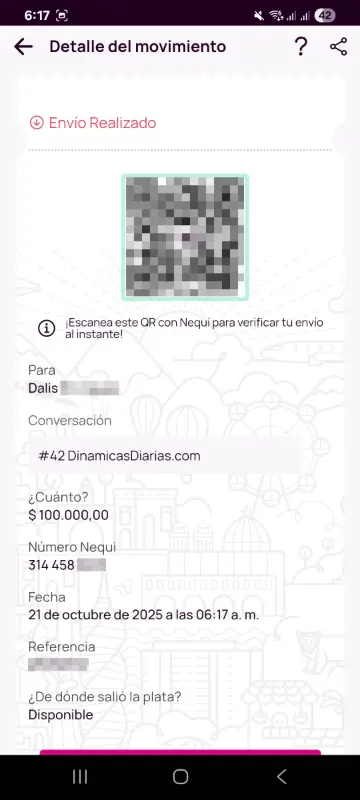 Comprobante de pago a un ganador
