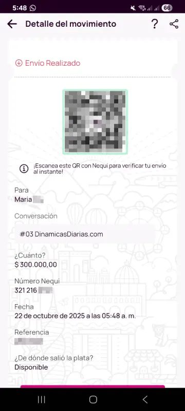Comprobante de pago a un ganador