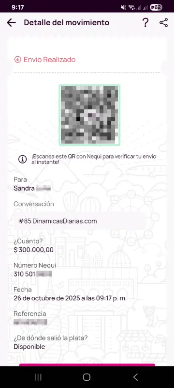 Comprobante de pago a un ganador