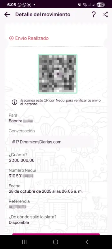 Comprobante de pago a un ganador