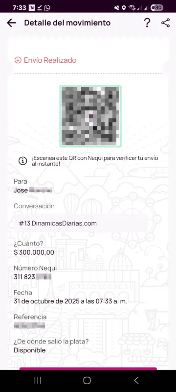 Comprobante de pago a un ganador