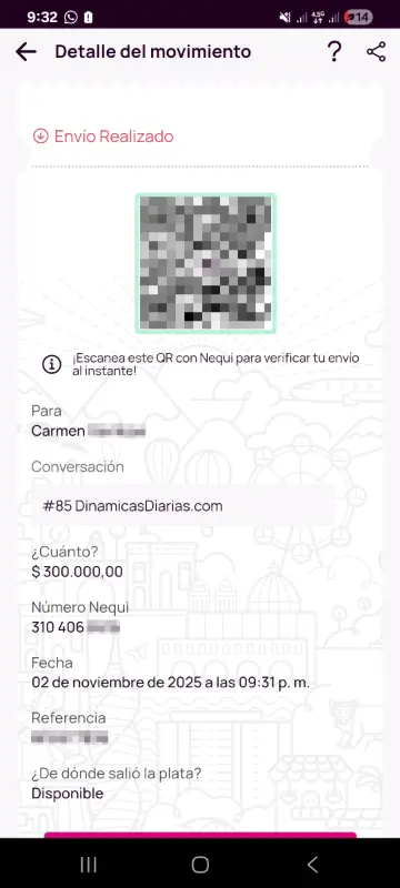 Comprobante de pago a un ganador