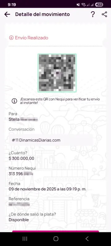Comprobante de pago a un ganador