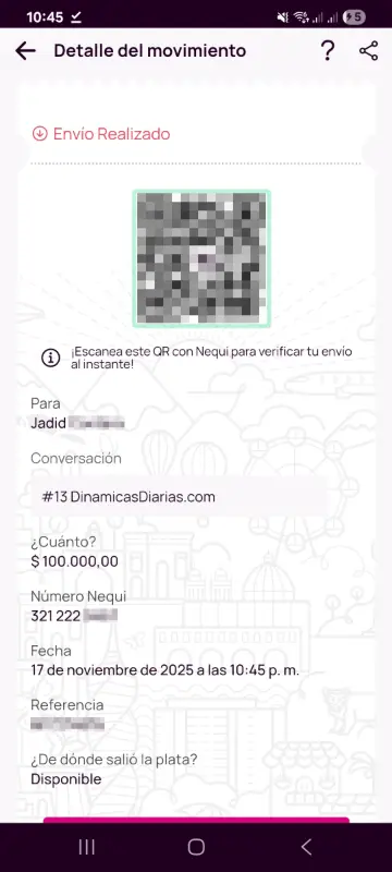 Comprobante de pago a un ganador