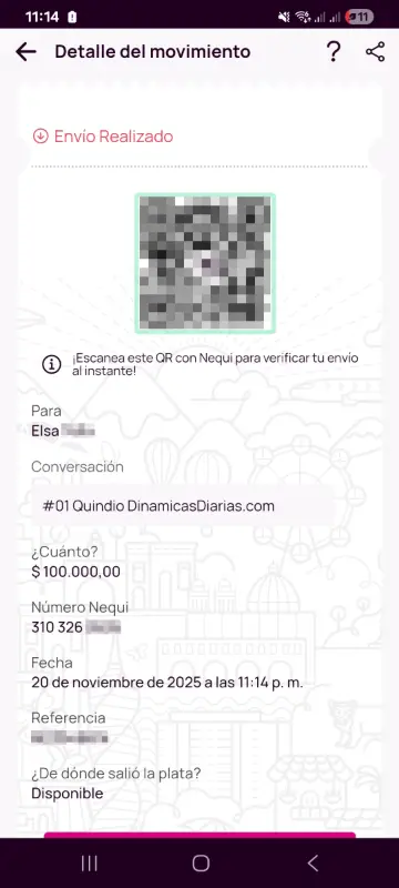 Comprobante de pago a un ganador