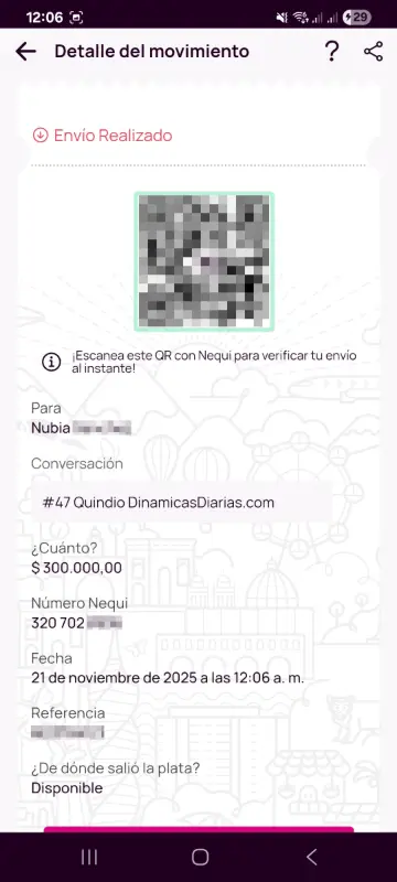 Comprobante de pago a un ganador