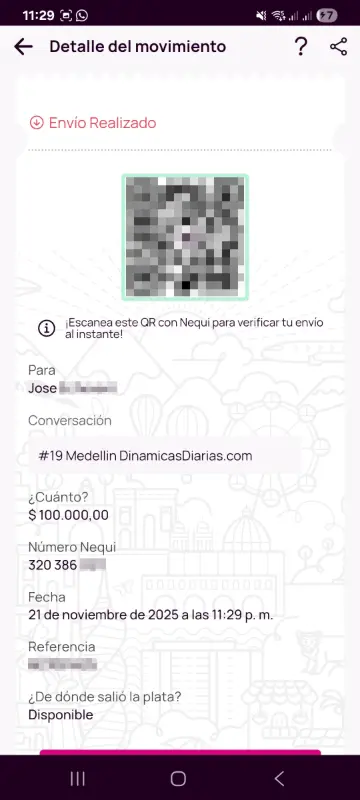 Comprobante de pago a un ganador