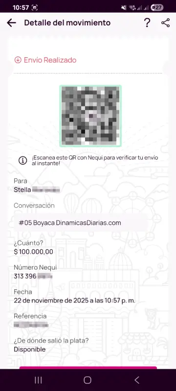 Comprobante de pago a un ganador