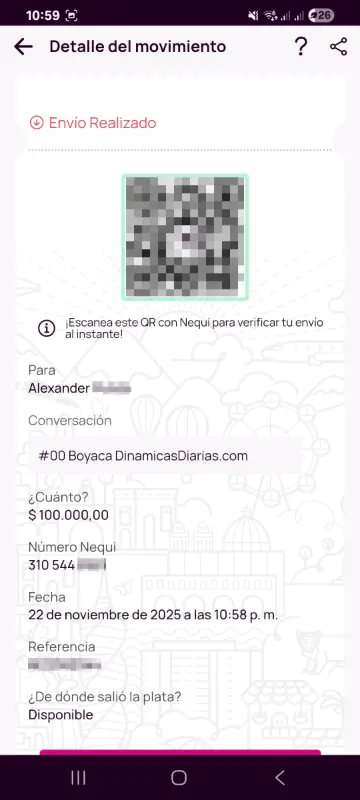 Comprobante de pago a un ganador