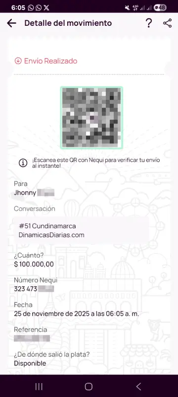 Comprobante de pago a un ganador