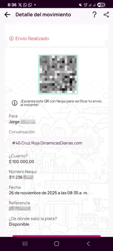 Comprobante de pago a un ganador