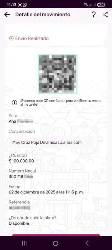 Comprobante de pago a un ganador