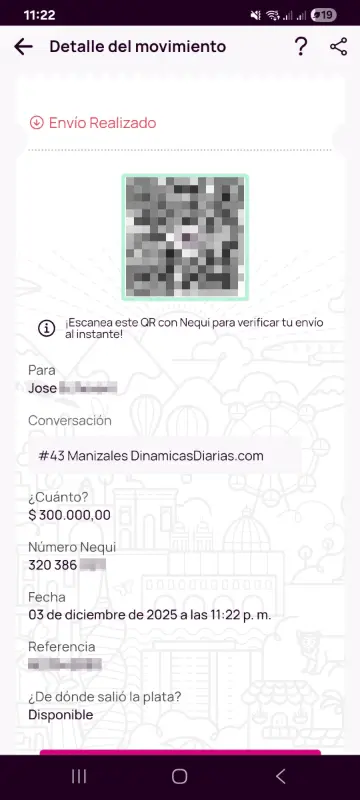 Comprobante de pago a un ganador