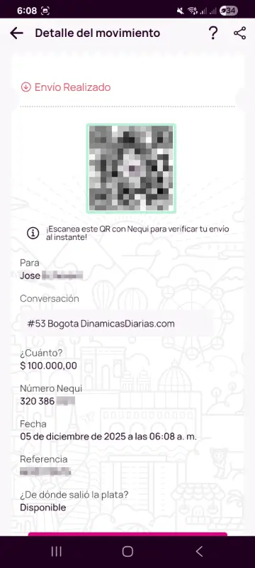 Comprobante de pago a un ganador