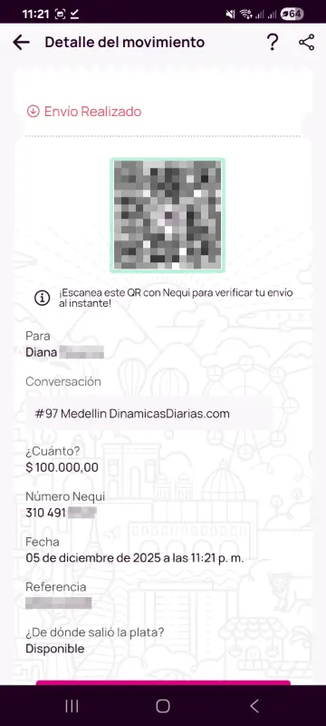 Comprobante de pago a un ganador