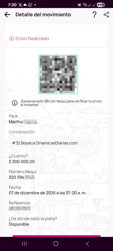 Comprobante de pago a un ganador