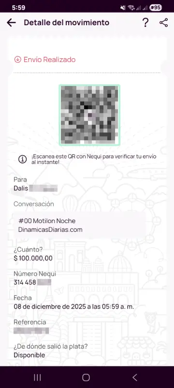 Comprobante de pago a un ganador