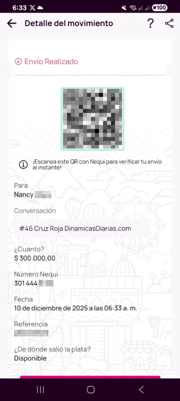 Comprobante de pago a un ganador