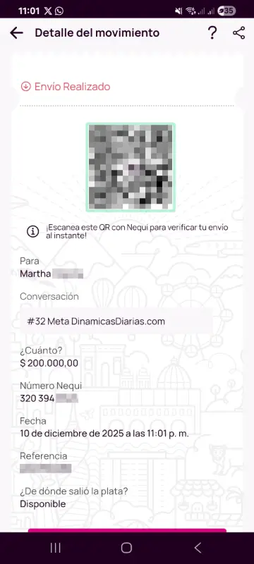 Comprobante de pago a un ganador