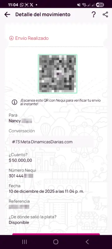 Comprobante de pago a un ganador
