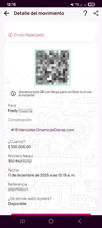 Comprobante de pago a un ganador