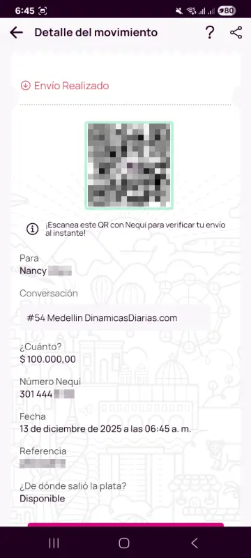 Comprobante de pago a un ganador
