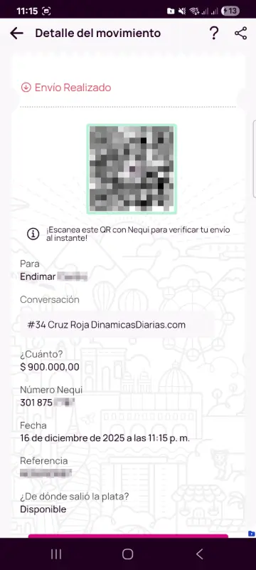 Comprobante de pago a un ganador