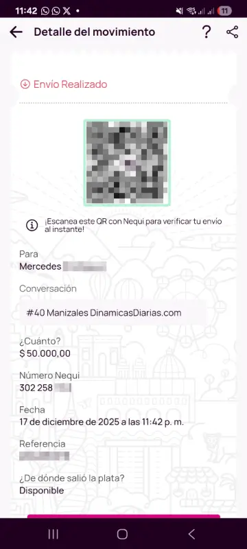 Comprobante de pago a un ganador